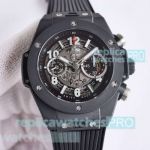 Swiss Copy Hublot Big Bang Unico Black Magic Ceramic Skeleton Dial in Rubber Strap 45mm